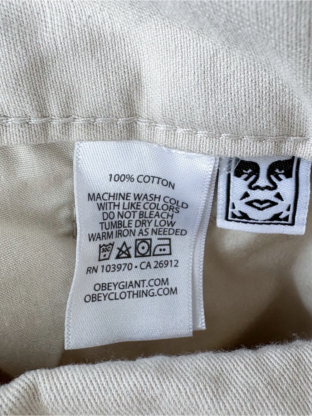 OBEY Big Timer Twill Printed Carpenter Pants Flower Floral Beige Cotton Size 30 - Picture 8 of 9